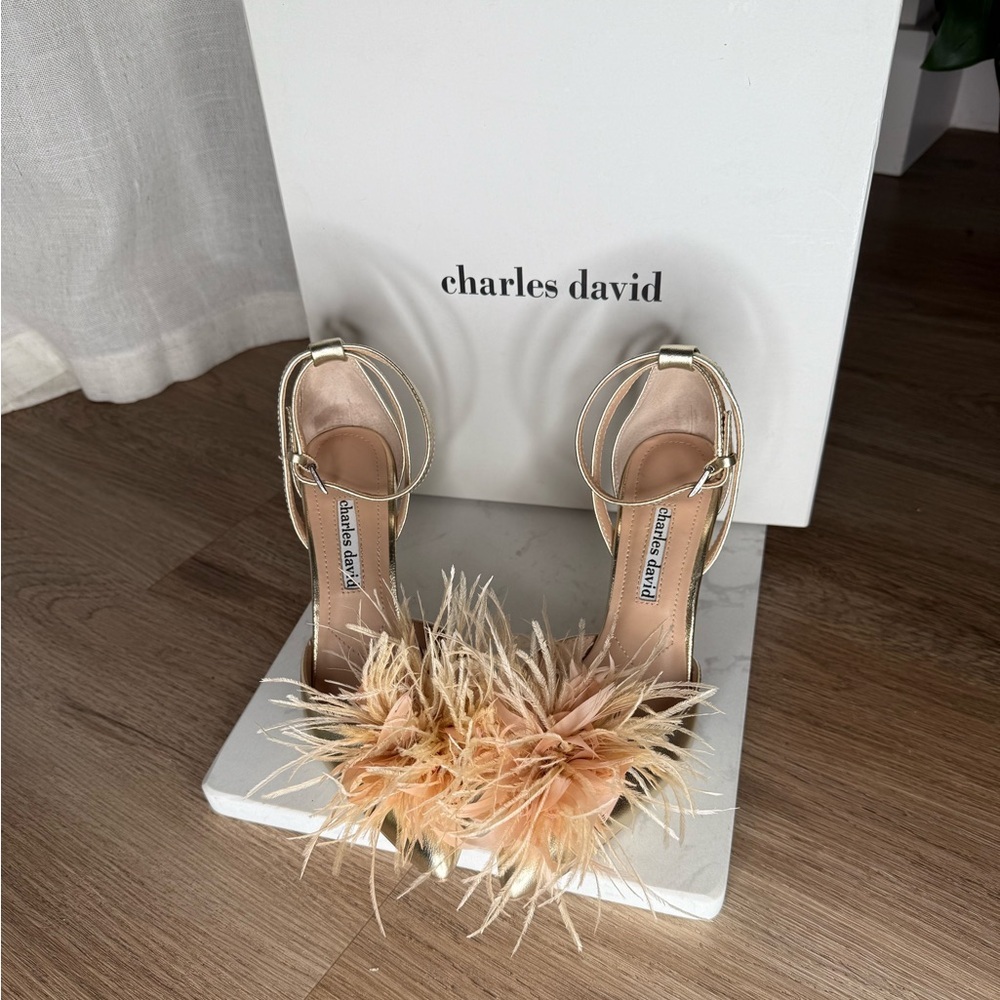 Charles David Violate Feather-Embellished d'Orsay Heels - Size 6.5 - Picture 8 of 9